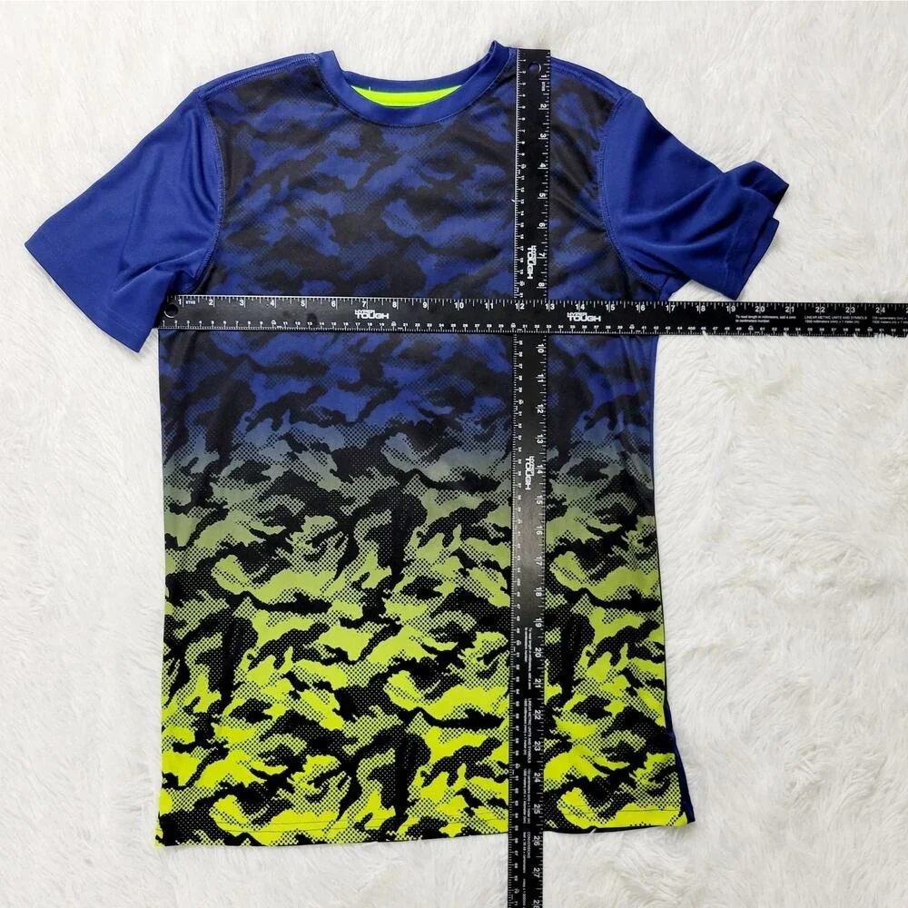 Old Navy Active Kids Boys XL TG 14 16 Go Dry Camo Athletic T Shirt‎ Blue Green